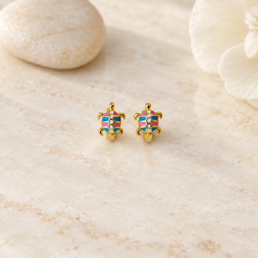 Turtle Children's Hoop Earrings, Pair