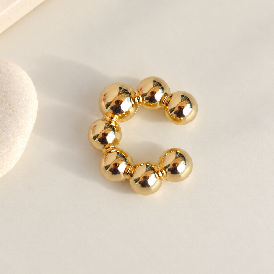 Ball Ear Cuff, Gold or Silver, Single