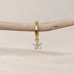 Flower Hoop Ring, 7mm, Gold, Single