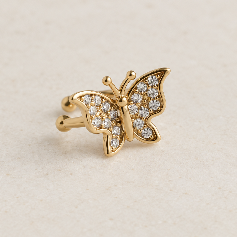 Butterfly Ear Cuff, Gold, Single