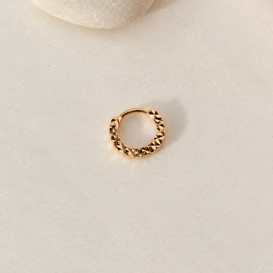 Laser Cut Hoop Ring, 18G, 6mm, Gold, Single