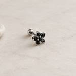 Black Flower Piercing Stud, 18G, 7mm, Single