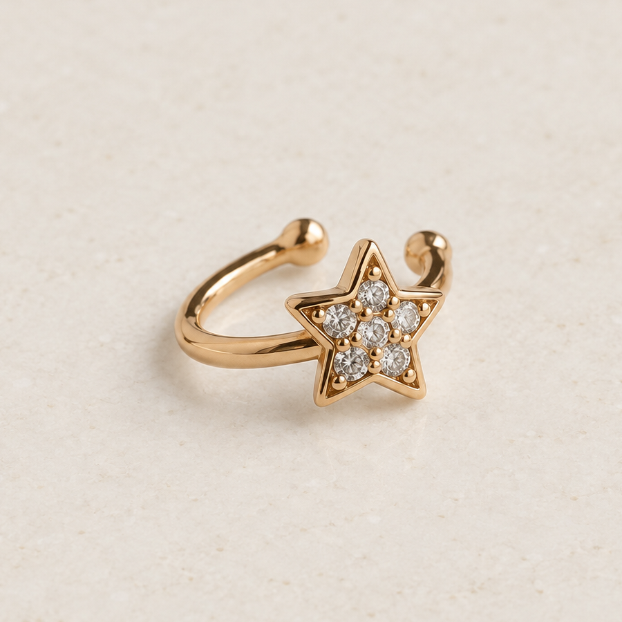 Mini Star Ear Cuff, Gold, Single