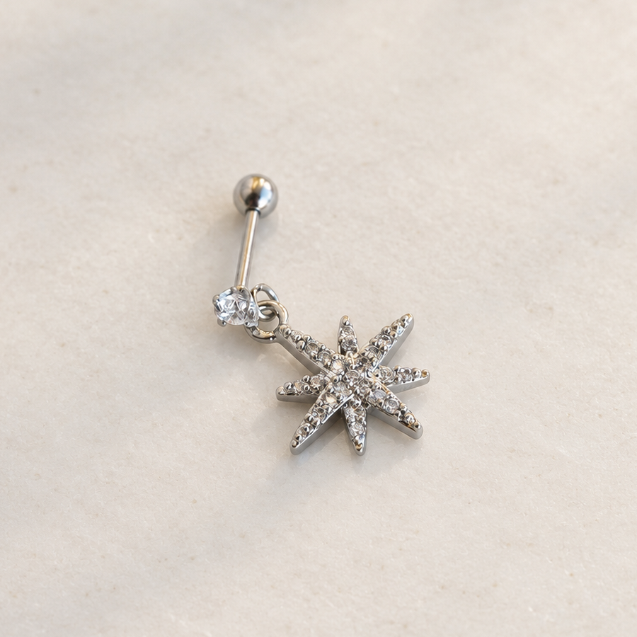 Star Dangle Piercing Stud, 18G, 6mm, Single