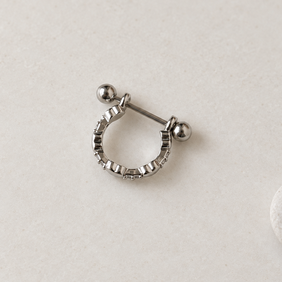 Zircon Heart Hoop Ring, 8mm, Gold or Silver, Single