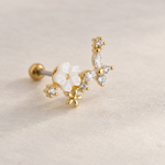 Magnolia Flower Rose Piercing Stud, 18G, 6mm, Gold, Silver or Rose, Single - Gold variant