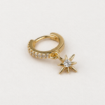 Dangle Star Hoop Ring, 9mm, Gold or Silver, Single