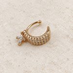Zircon Cross Dangle Ear Cuff, Gold, Single