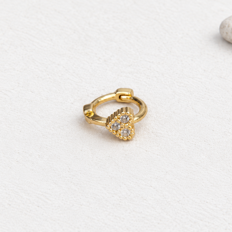 Mini Heart Hoop Ring, 18G, 6mm, Gold or Silver, Single
