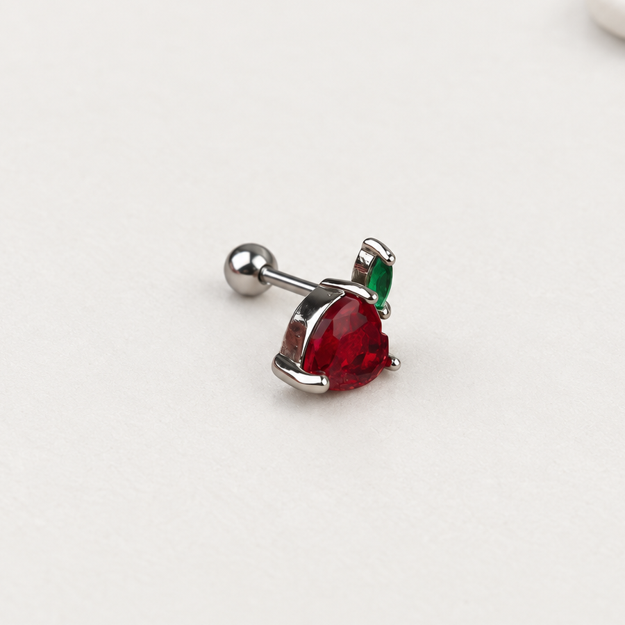 Apple Piercing Stud, 18G, 10mm, Red, Single