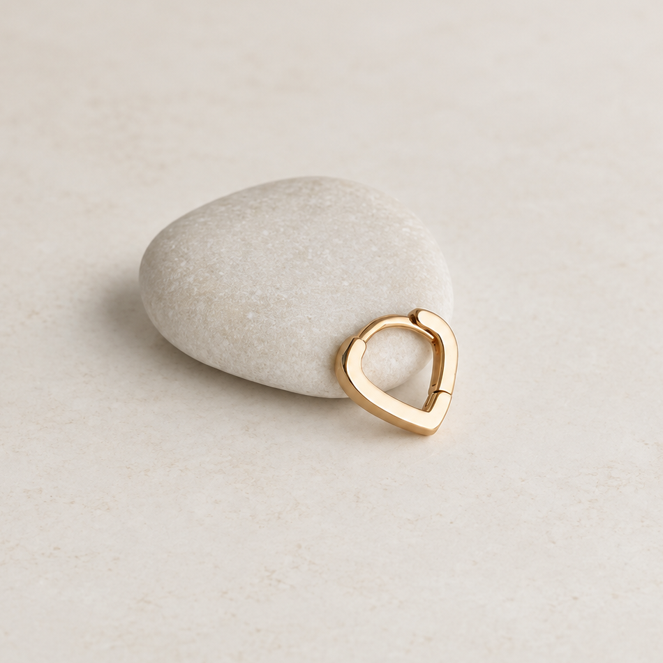 Heart Hoop Ring, 18G, 7mm, Gold or Silver, Single