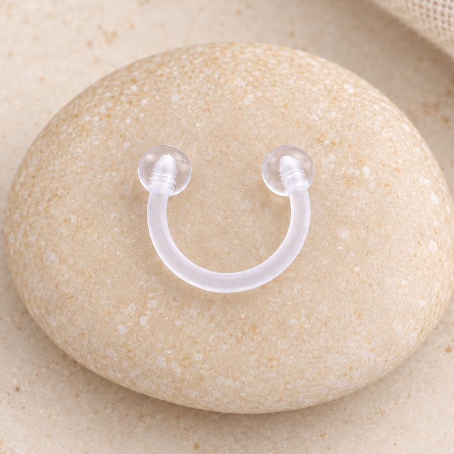 Clear Horseshoe Retainer, 16G, 8mm, Single