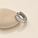 Stone Men's Hoop Earring, Gold or Silver, Stainless Steel, Single