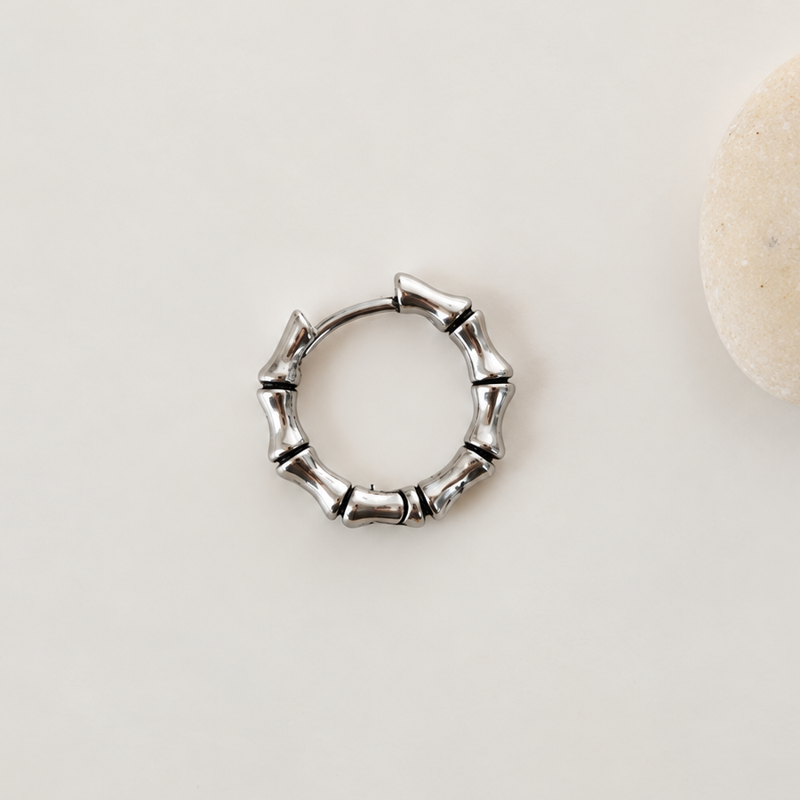 Bone Men's Hoop Earring, Stainless Steel, Single