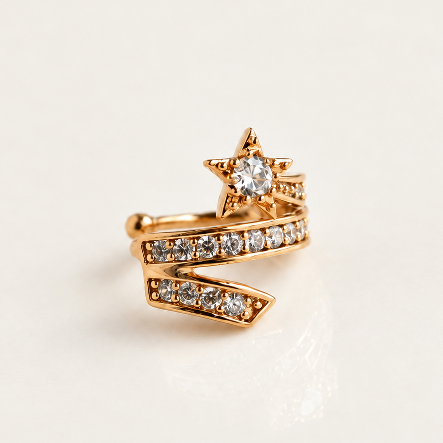 Comet Zircon Ear Cuff, Gold, Single