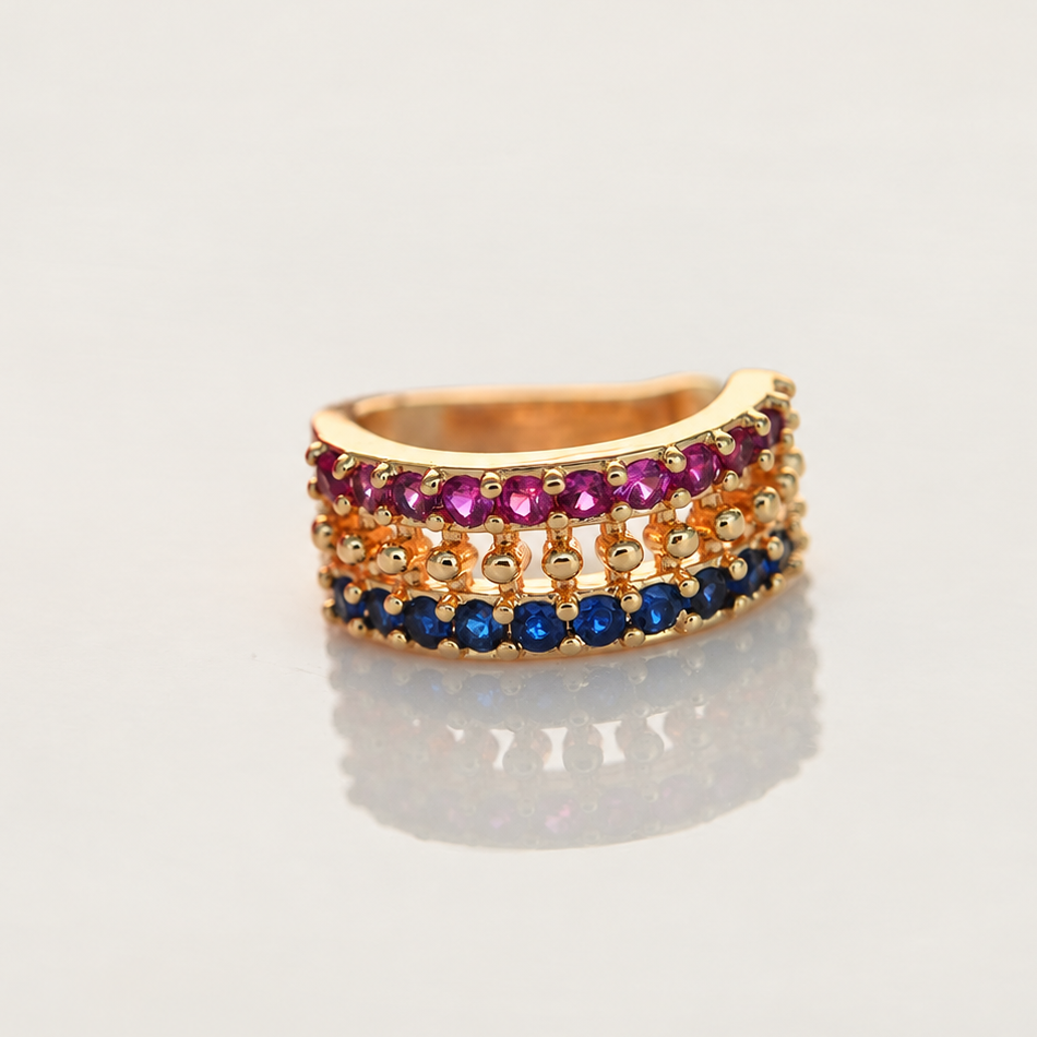 Zircon Gemstone Ear Cuff, Gold or Silver, Single