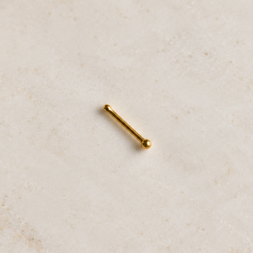 Ball Nose Stud, 20G, 7mm, Gold, Silver or Black, 316L Stainless Steel, Single