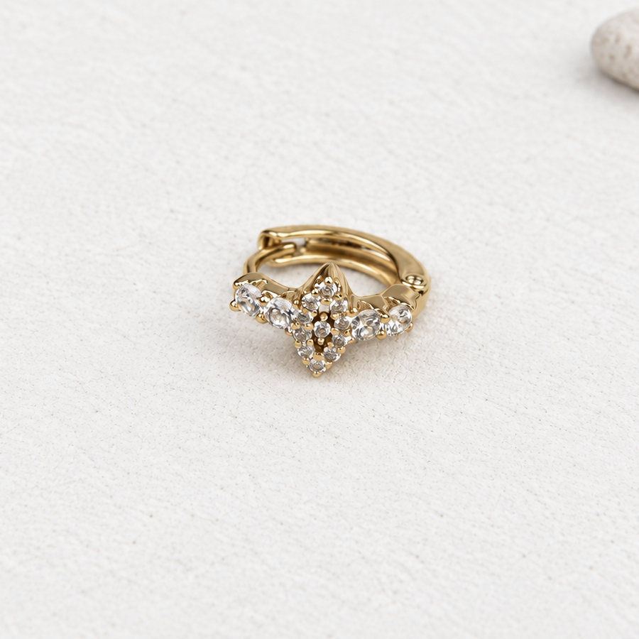 Gold Evil Eye Hoop Ring shown from the front