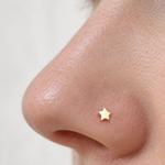 Bone Star Nose Stud in Gold or Silver, Stainless Steel, Pair - product view