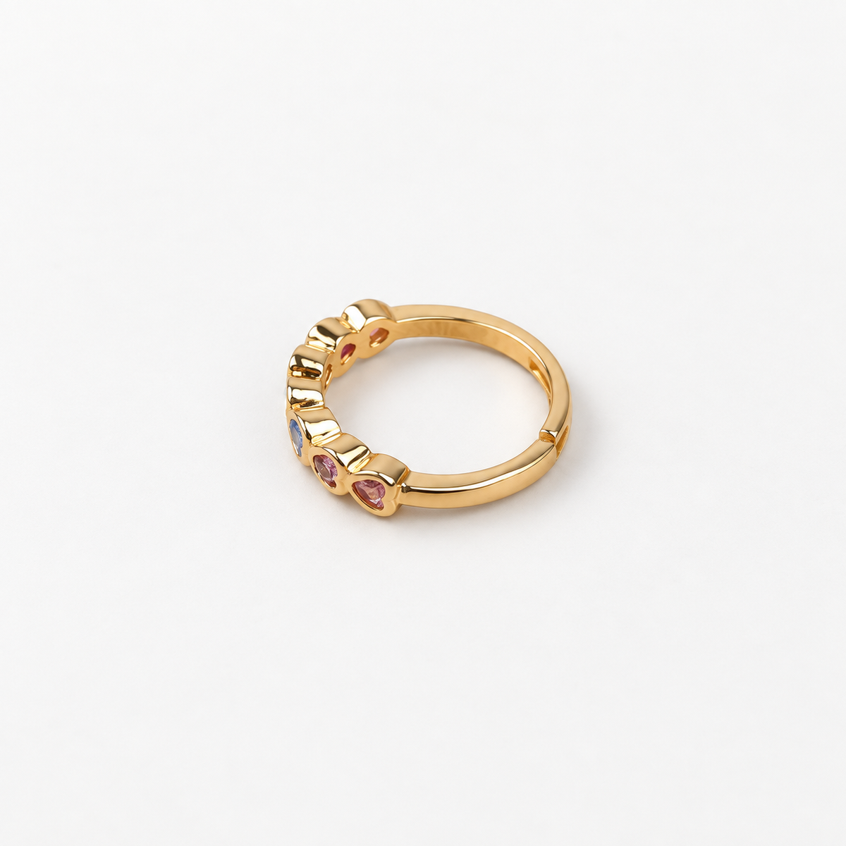 Heart Zircon Adjustable Ring, Gold, Single - product view