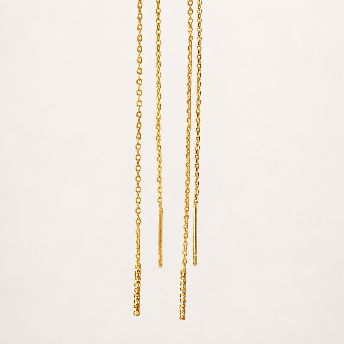 Long Dangle Chain Earrings, 18G, 12cm, Gold or Silver, Pair - Gold variant