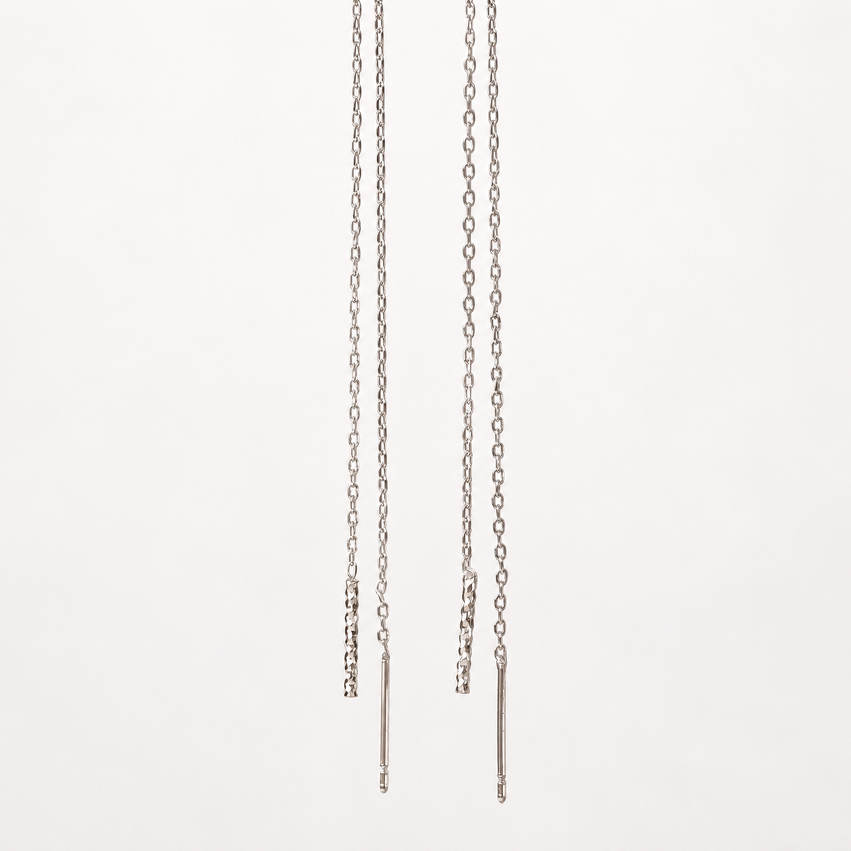 Long Dangle Chain Earrings, 18G, 12cm, Gold or Silver, Pair - Silver variant