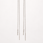 Long Dangle Chain Earrings, 18G, 12cm, Gold or Silver, Pair - Silver variant