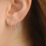 Long Dangle Chain Earrings, 18G, 12cm, Gold or Silver, Pair - product view