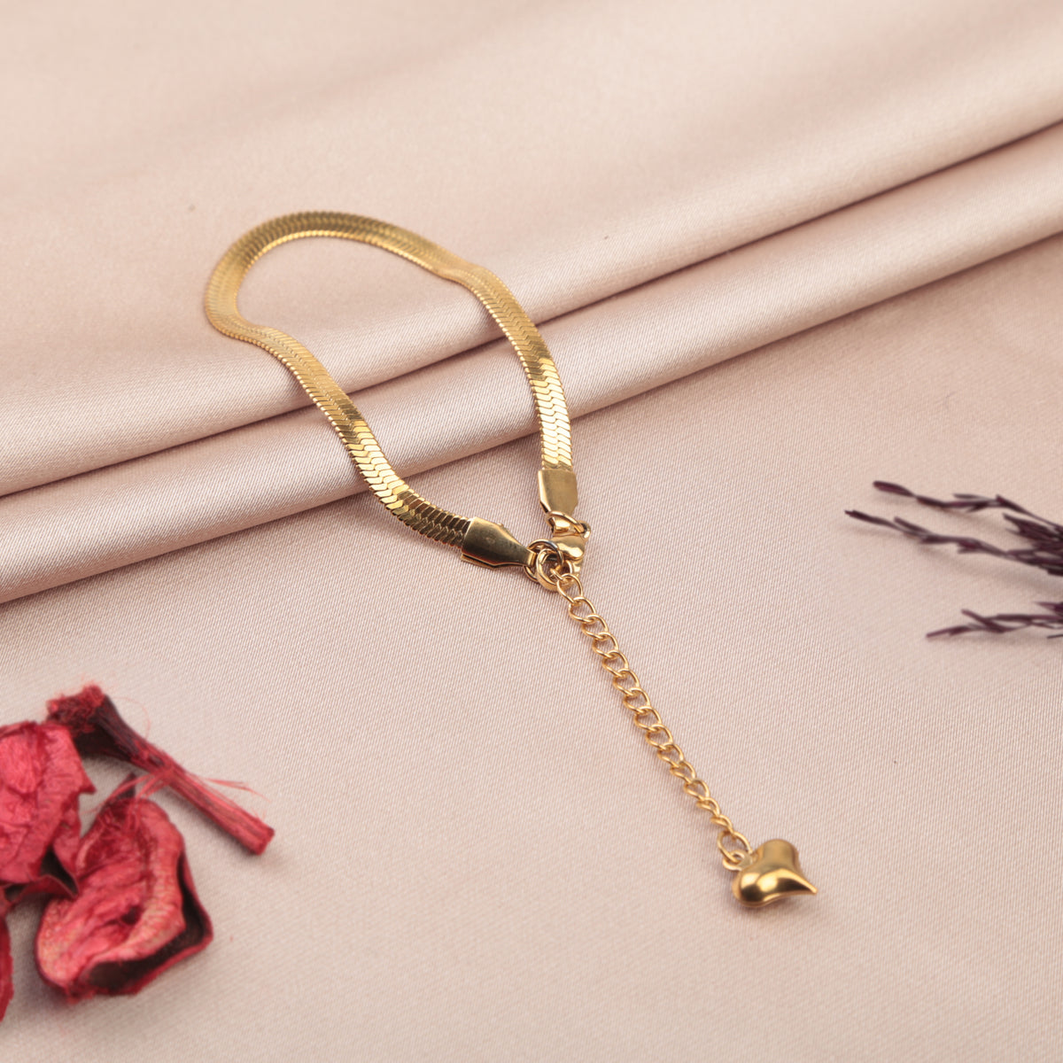 Gold or Silver Snake Bracelet, Snake Chain Bracelet, Single - product view