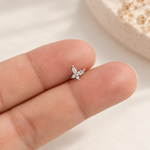 Butterfly Piercing Stud, 18G, 7mm, Gold or Silver, Single - Silver variant