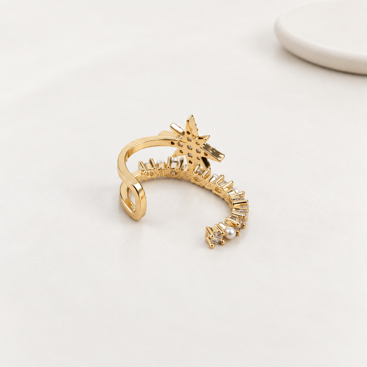 Star Pearl Ear Cuff, Gold or Silver, Single - product view