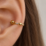 Zircon Heart Hoop Ring, 8mm, Gold or Silver, Single - product view