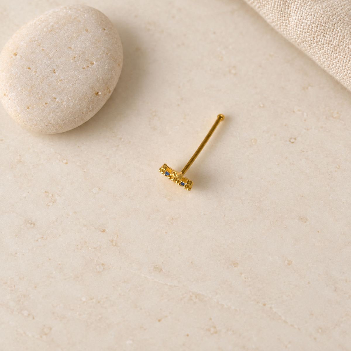 Flower Nose Stud, 0.7mm x 8mm, Gold or Silver, Single - product view
