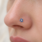 Flower Nose Stud, 0.7mm x 8mm, Gold or Silver, Single - product view