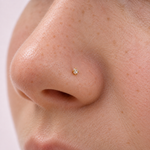 Zircon Solitaire Nose Stud, 20G, 8mm, Gold or Silver, 316L Stainless Steel, Single - product view