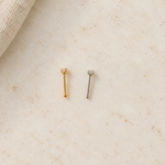 Zircon Solitaire Nose Stud, 20G, 8mm, Gold or Silver, 316L Stainless Steel, Single - product view