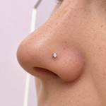 Zircon Solitaire Nose Stud, 20G, 8mm, Gold or Silver, 316L Stainless Steel, Single - product view