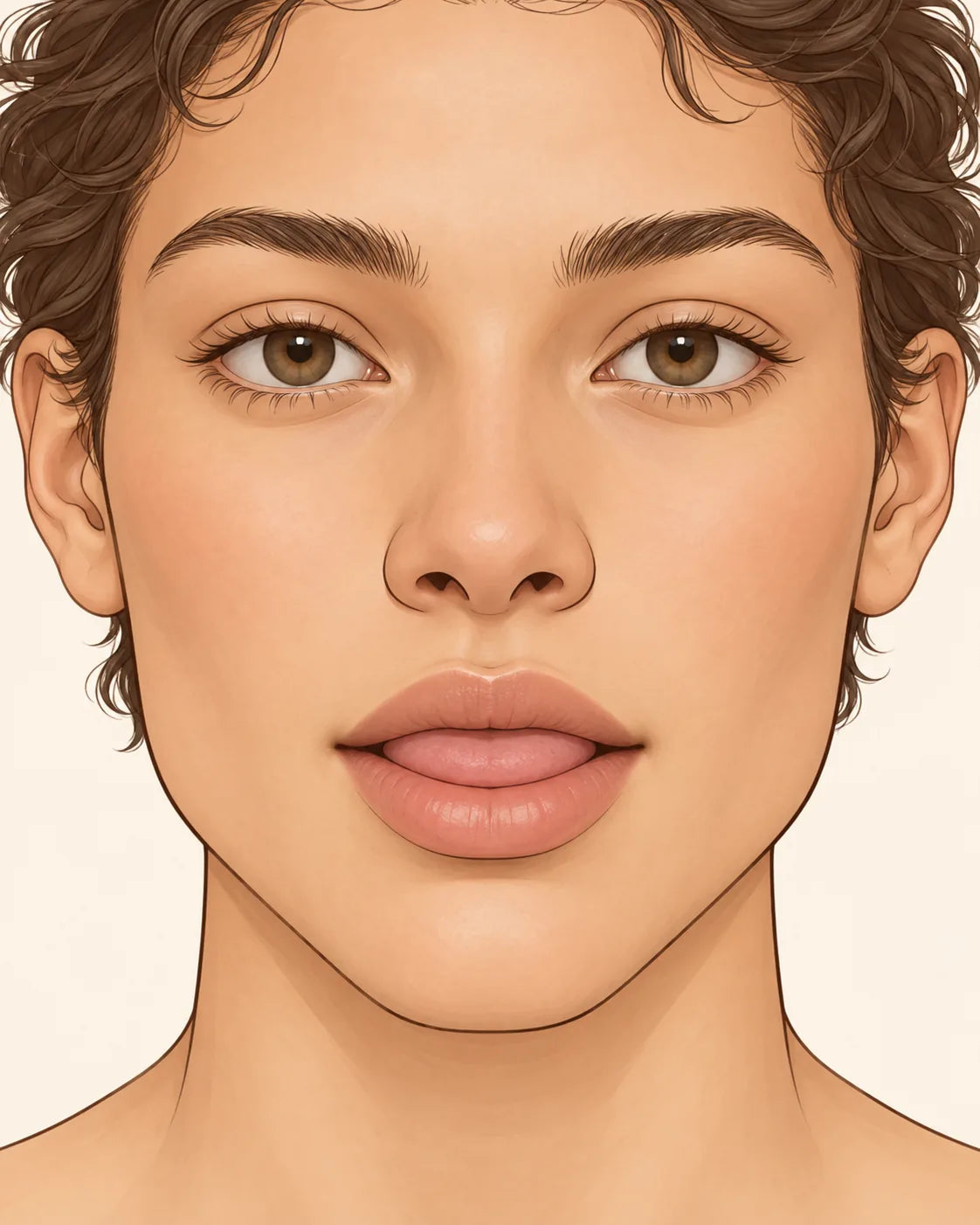 Illustrated face map with selectable eyebrow and cheek placements